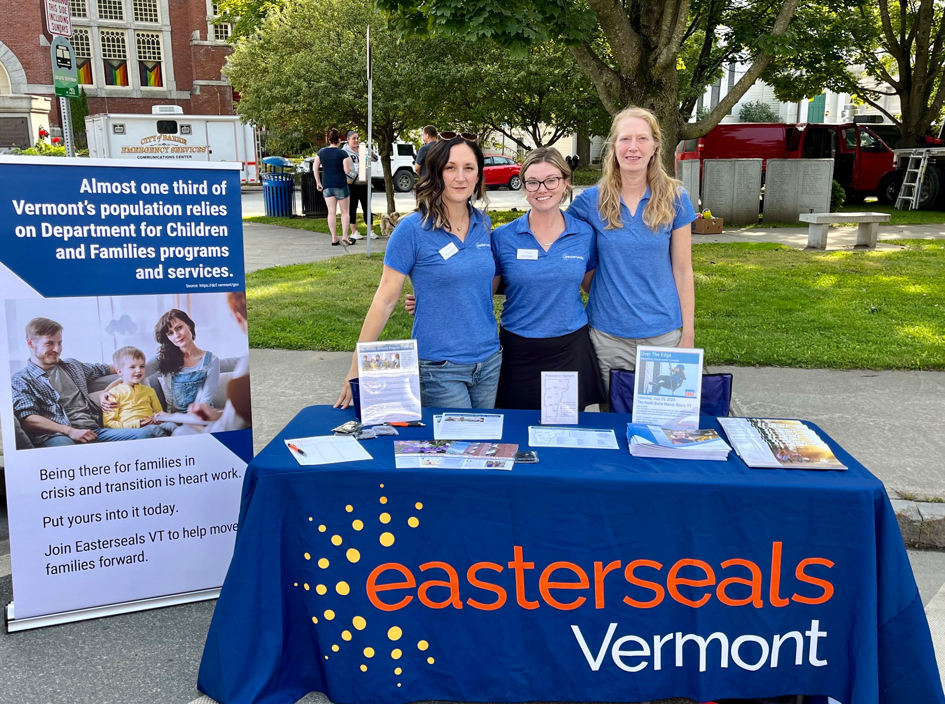 Kristi, Devyn and Tanya smiling at an Easterseals VT recruiting event.