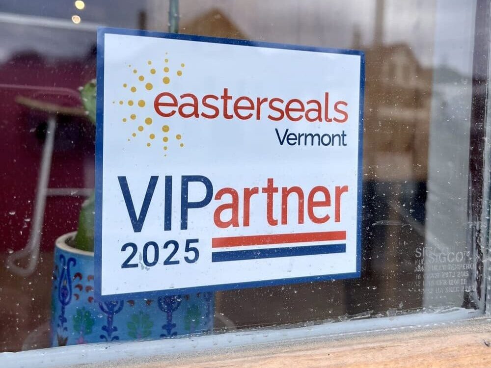 VIP sticker on a building window