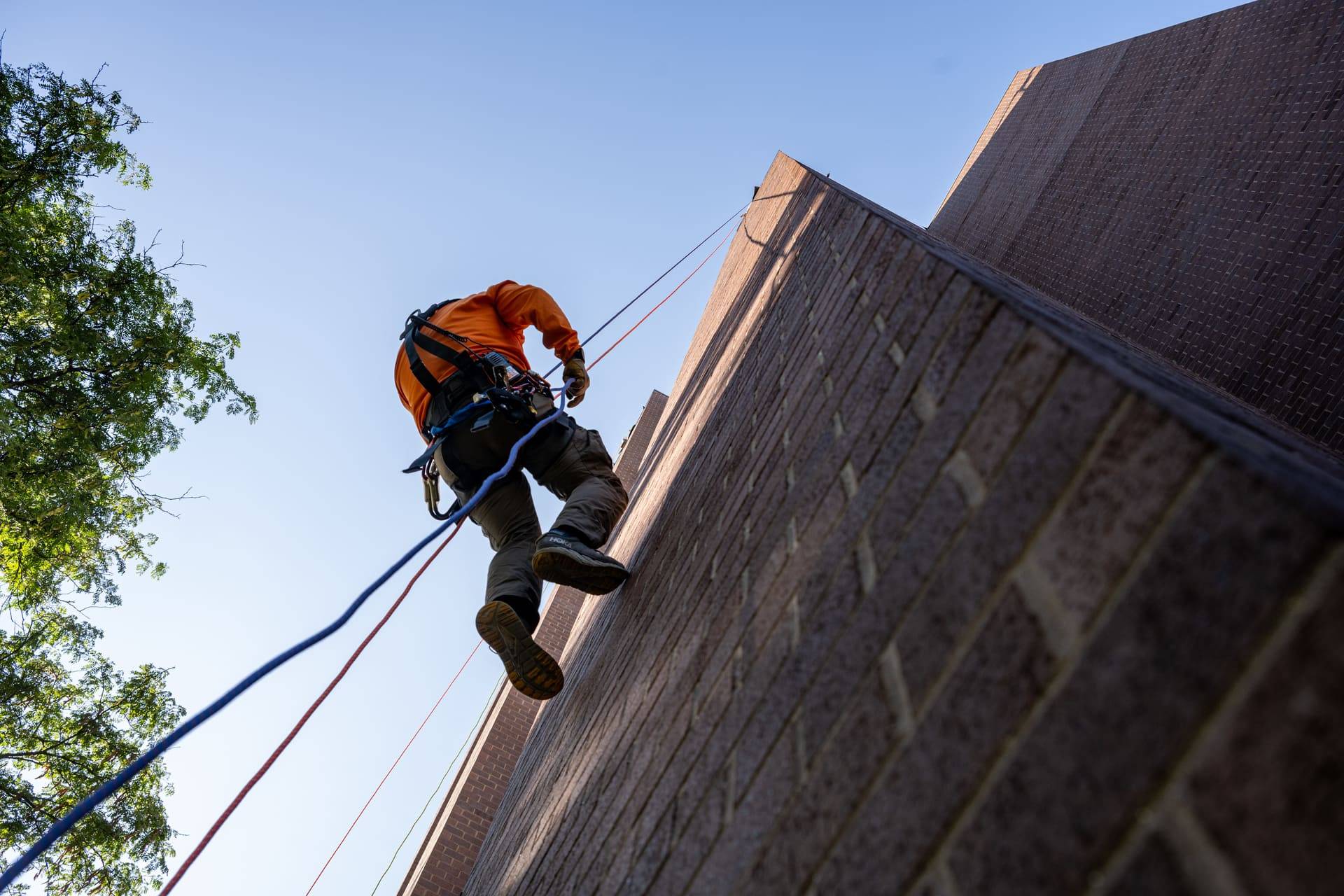 Person repelling at 2025 Easterseals VT Over the Edge event